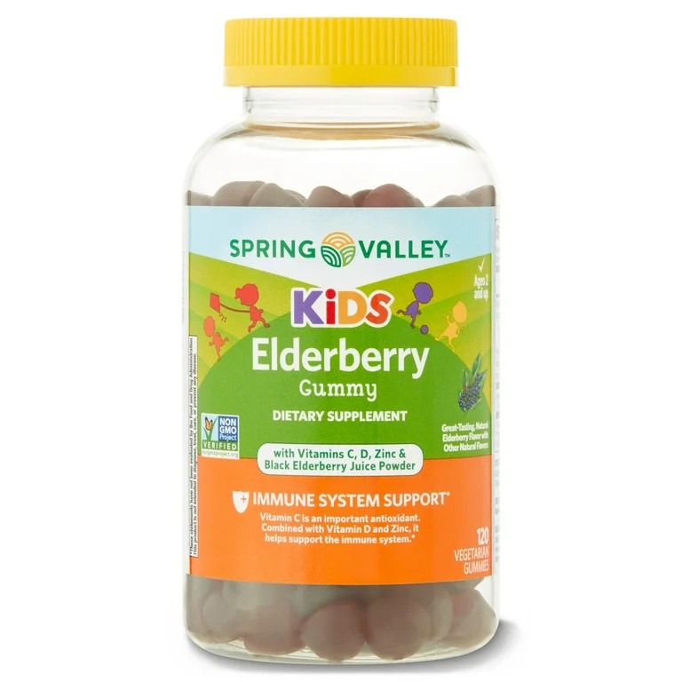 Spring Valley Kids Non GMO Vitamin C Vegetarian Gummies, Elderberry, 120 Count | Walmart (US)