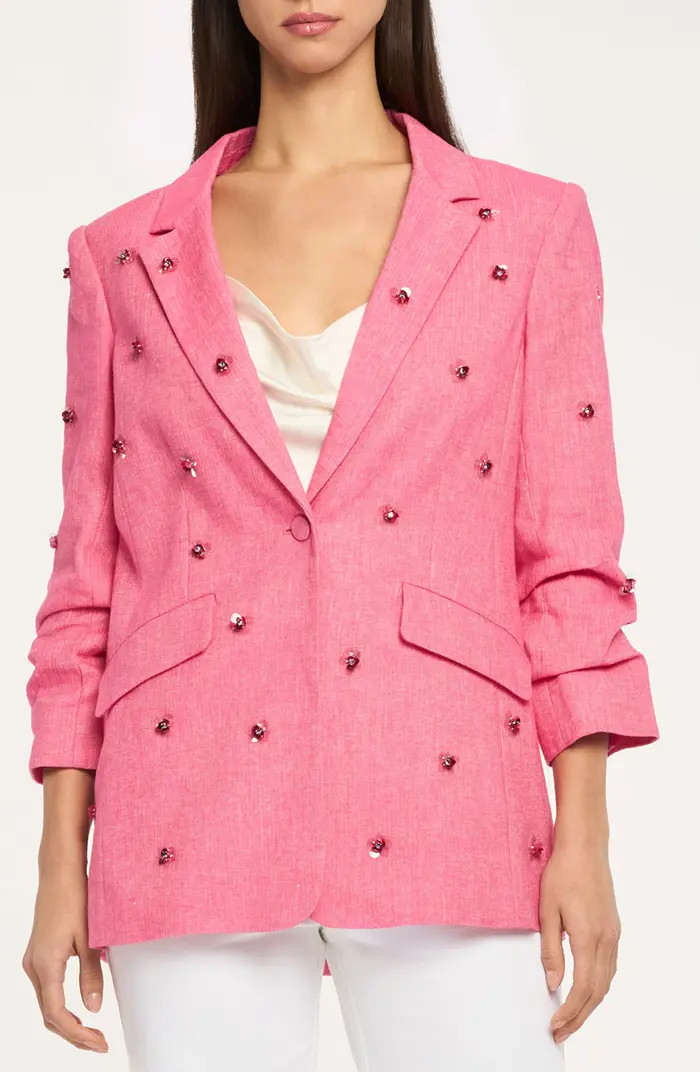 Cinq \u00e0 Sept Kylie Embellished Linen & Cotton Blazer | Nordstrom | Nordstrom