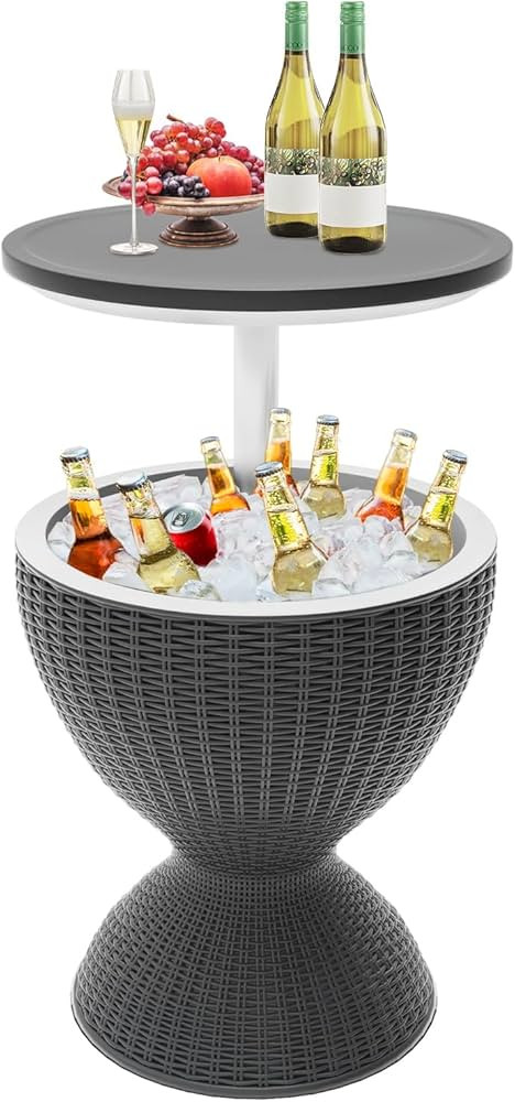 SHAREWIN Outdoor Cooler Table, Height-Adjustable Patio Bar Tables 8 Gallon Beer and Wine Cooler, ... | Amazon (US)