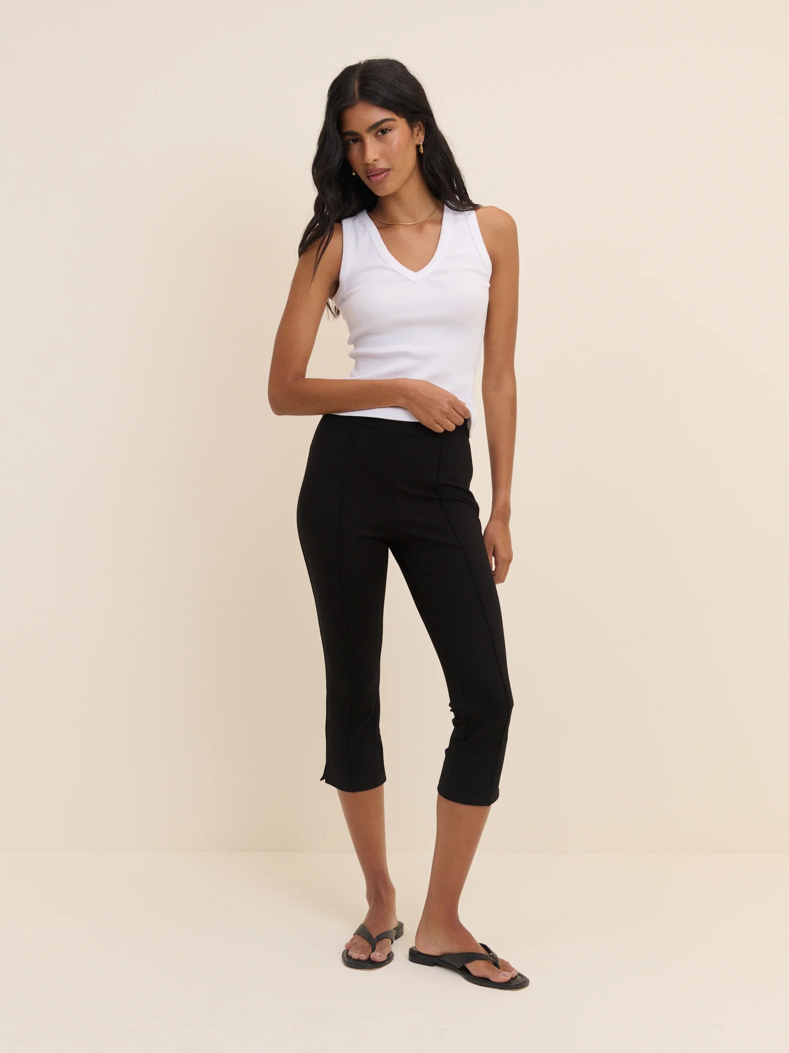 Black Jersey Ponte Capris Trousers | Nobody's Child