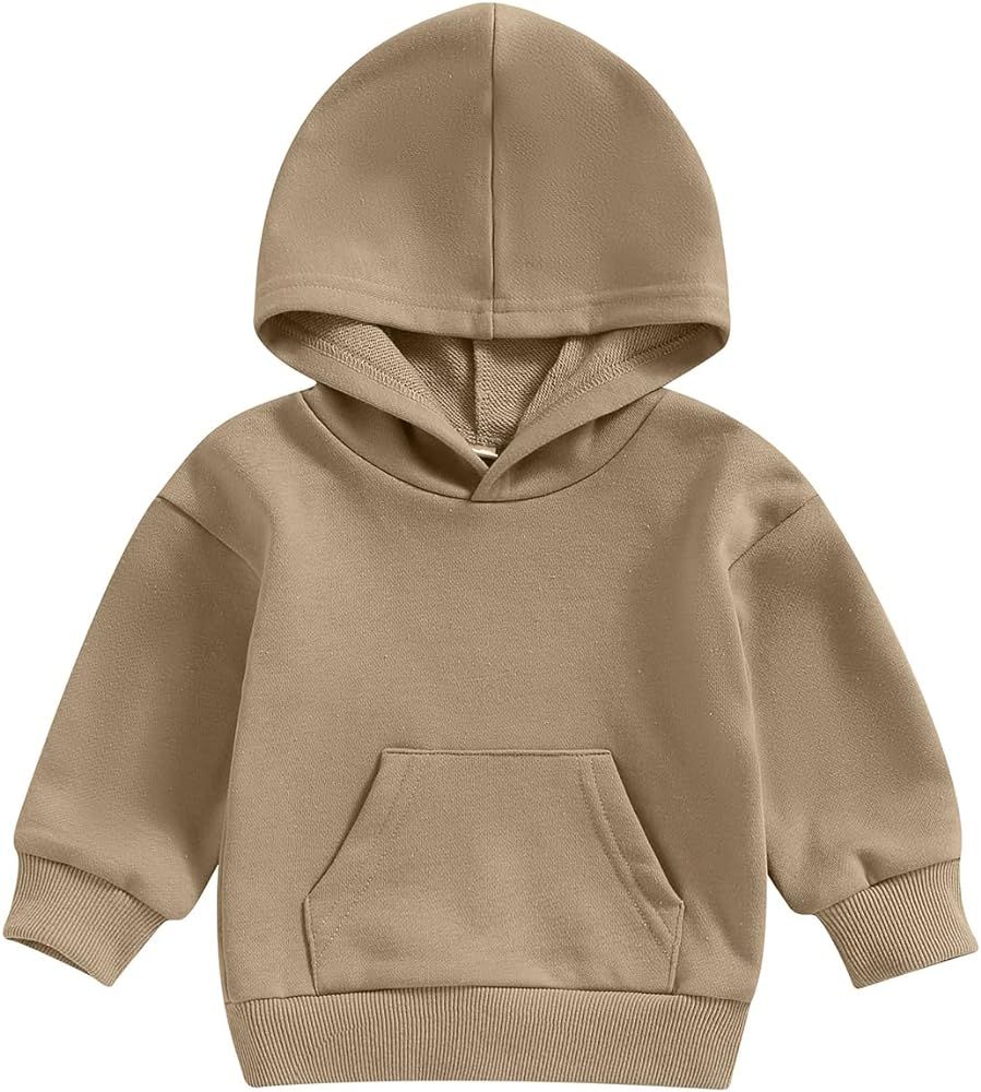 AEEMCEM Unisex Baby Boy Girl Hoodies Basic Solid Long Sleeve Kangaroo Pocket Hooded Sweatshirts P... | Amazon (US)