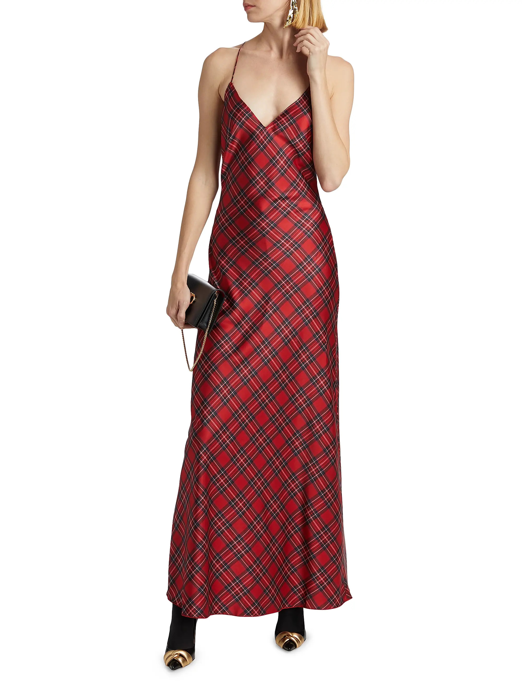 Bethanne Plaid Satin Maxi Dress | Saks Fifth Avenue