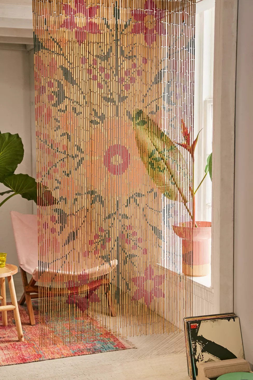 Rosa Floral Bamboo Beaded Curtain | Urban Outfitters (US and RoW)