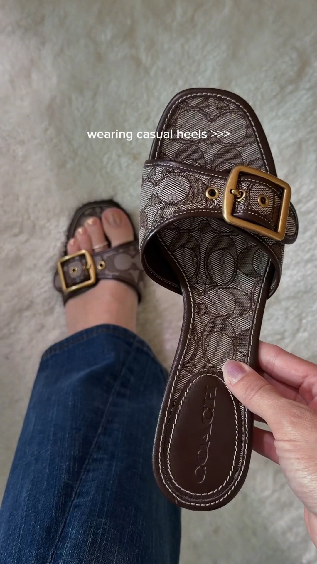 coach kitten causal heels jacquard classic brown size 7.5. 2000s aesthetic heels 

#LTKootd #LTKvlog