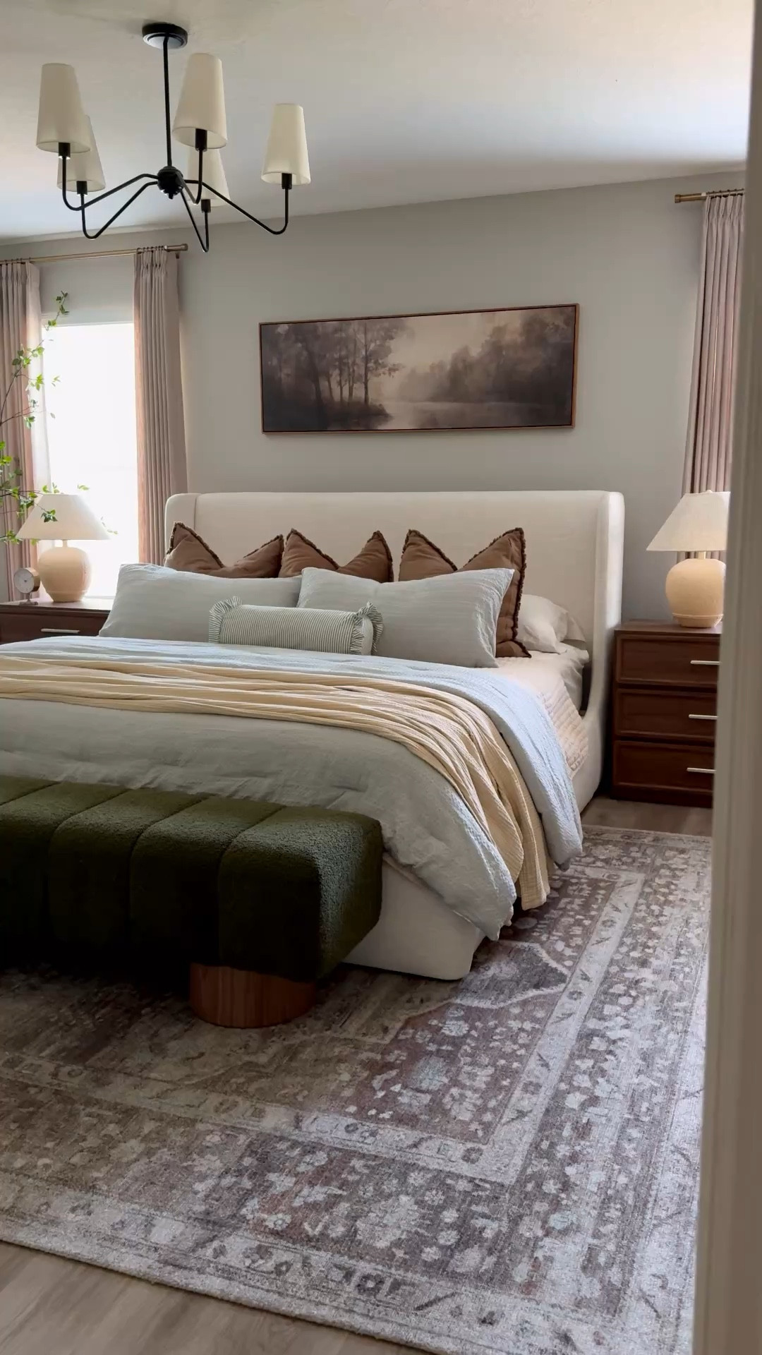 Cozy bedroom vibes- sharing all the details below ⬇️ 
Code NADIRA saves you 50% on linens and hutch website! 

Bedding, master bedroom, bedroom inspiration, guest bedroom, bedroom rug, Loloi rugs, moody framed art, designer inspired home finds, spring decor, moody bedroom, Amazon nightstands 

#LTKHome #LTKSaleAlert