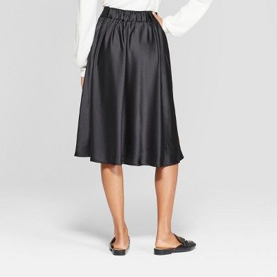 Women's Satin Midi Skirt - A New Day™ Black XL | Target