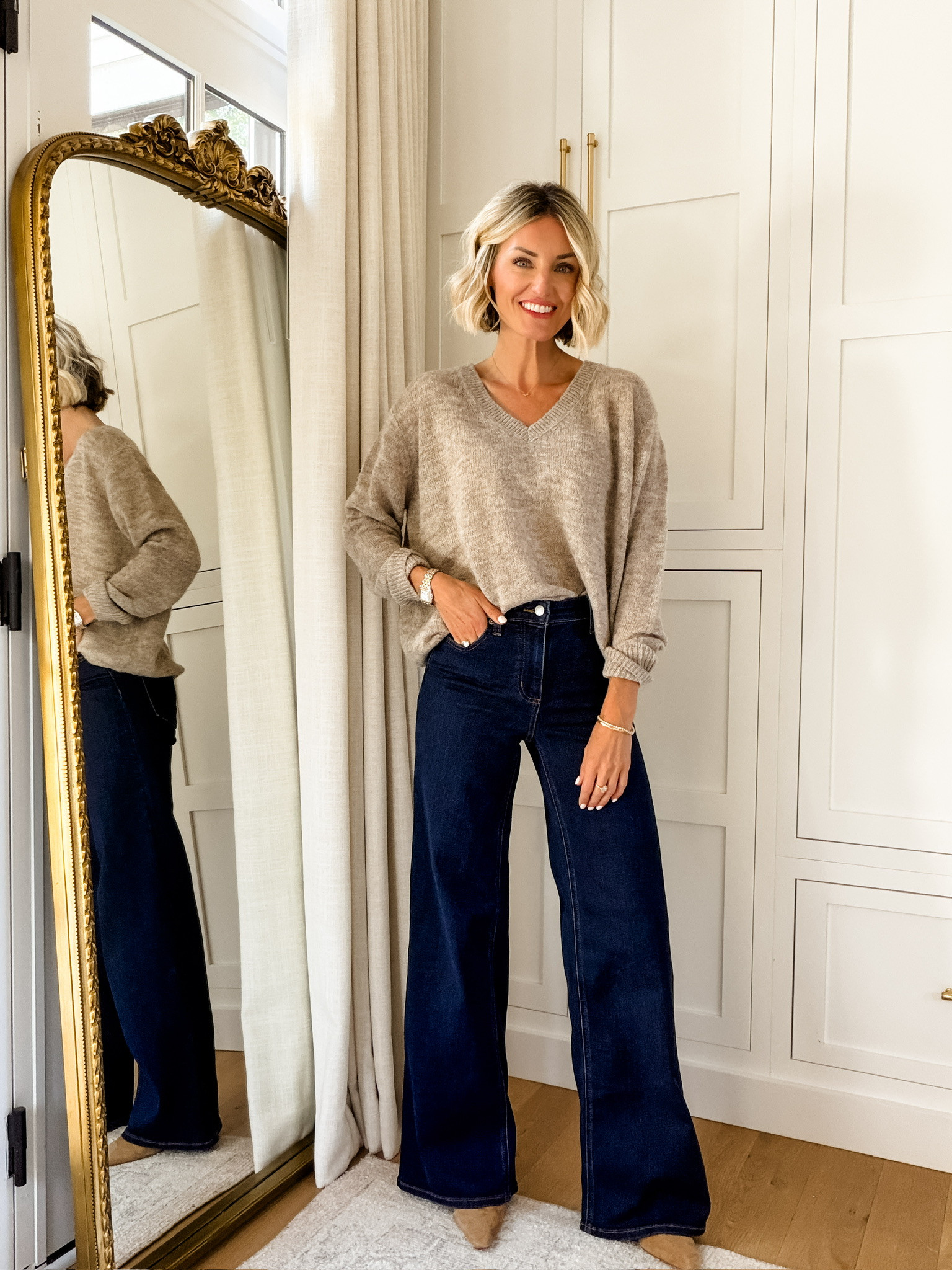 Umm these jeans are SO good! They look designer without the price tag! Love the dark wash too for fall! Wearing S/2

Loverly Grey, Target, fall staples, capsule wardrobe, wide leg jeans, dark wash jeans, fall outfit 

 #LTKootd #LTKSeasonal
