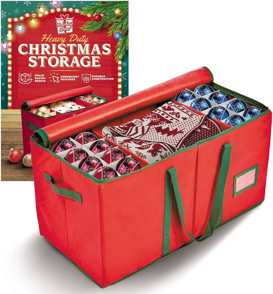 Holiday Cheer Premium Christmas Ornament Storage – Christmas Storage Container Perfect for Holi... | Amazon (US)