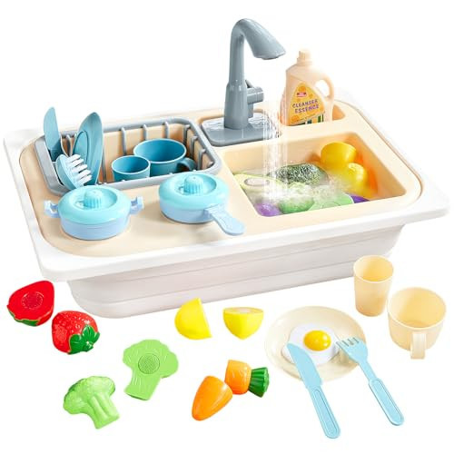 Beright Play Kitchen Sink Toys, Toddler Sink Toys with Upgraded Faucet, Pretend Play Toys Running Water, Perfectly Matched with Beright Sensory Table | Amazon (US)