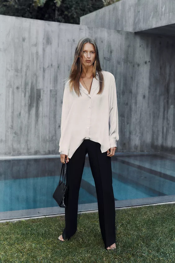 ASYMMETRIC HEM SATIN EFFECT SHIRT | Zara US