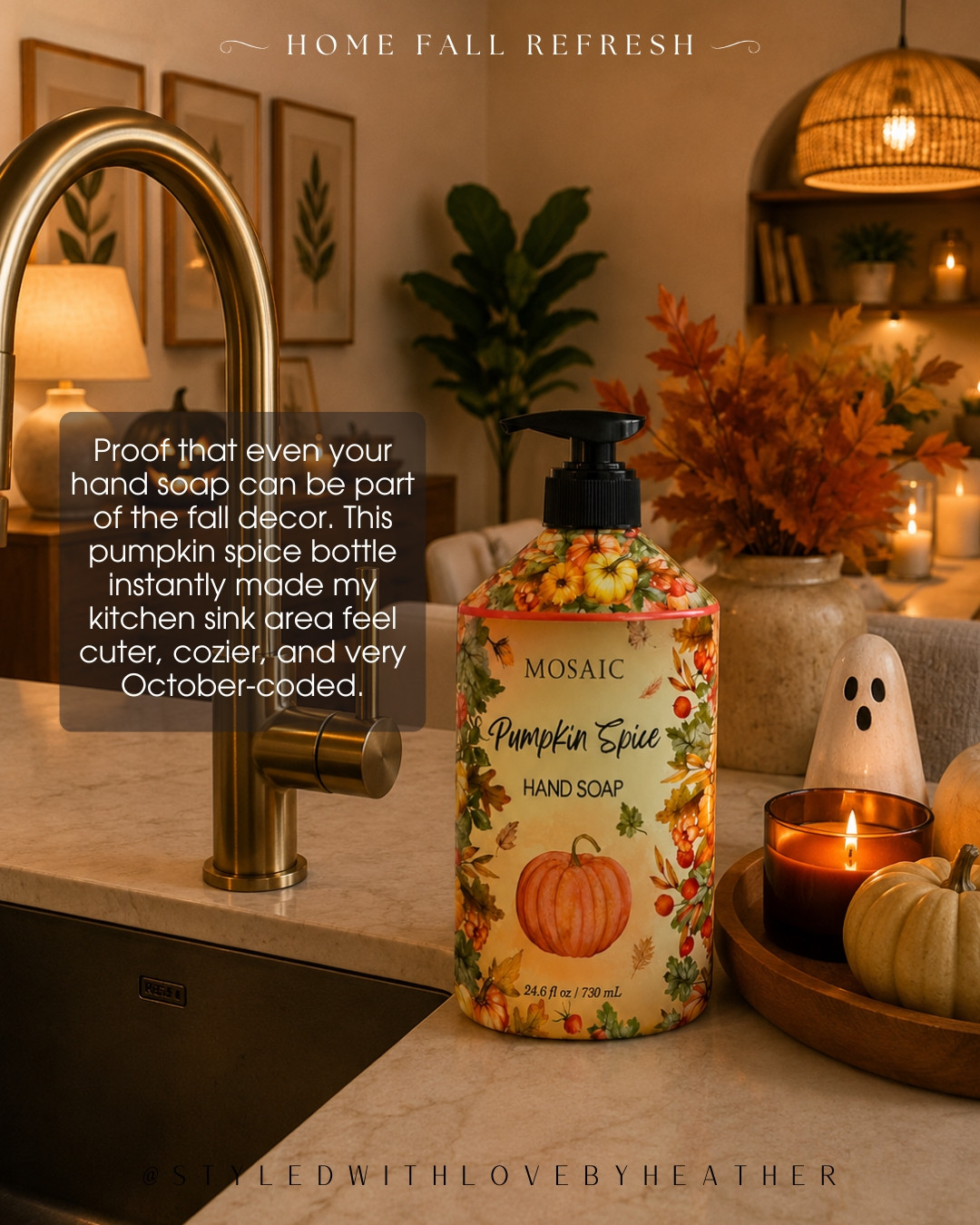 Even the kitchen sink is getting a fall refresh. 🍂🎃 This pumpkin spice hand soap is such a cute little seasonal touch and an easy way to bring fall into spaces you normally wouldn’t decorate. Tap to shop! 

 #LTKdayinmylife #LTKvlog #LTKHome