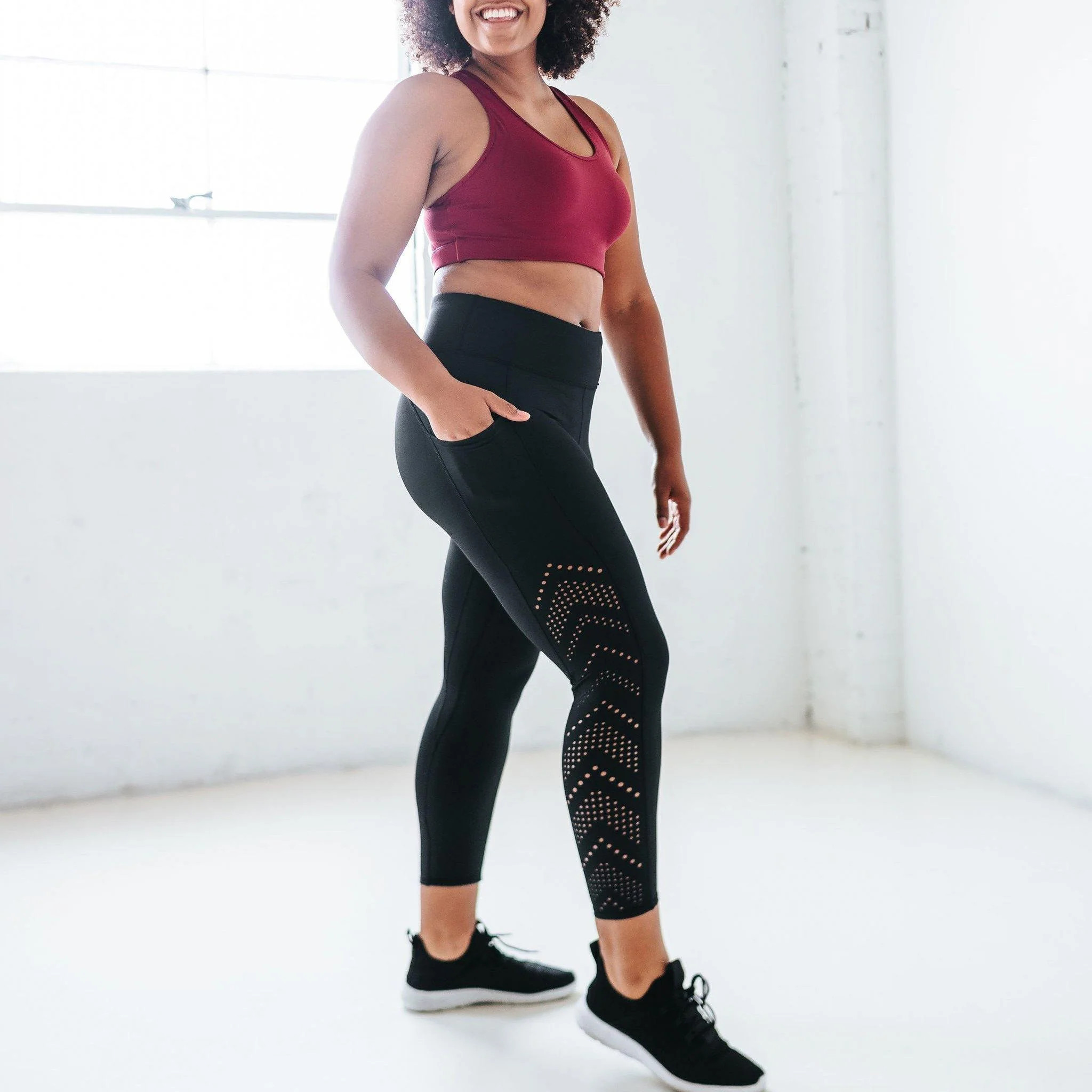 Lux Denali Laser Cut Capris - Black | Senita Athletics