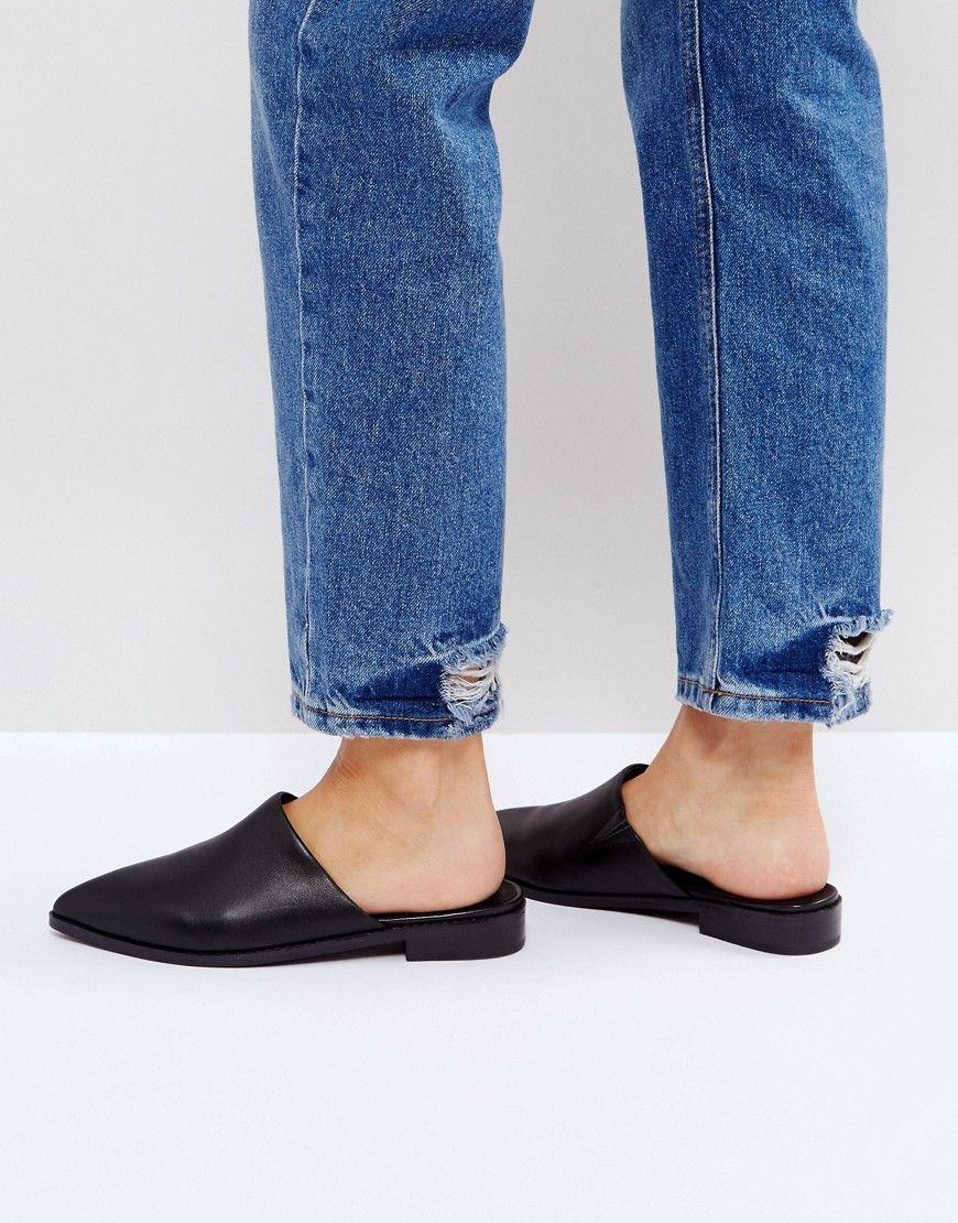 Intentionally Blank Black Titan Leather Flat Mules - Black | ASOS US