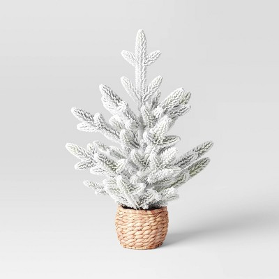 Artificial Flocked PE Tree in Woven Basket - Threshold™ | Target