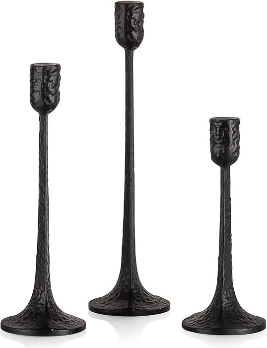 Iron Black Candlestick Holders, Romadedi Taper Candle Holders Set of 3 - Tall Metal Candle Stick ... | Amazon (US)