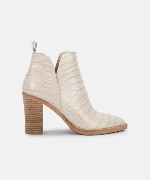 SHANON BOOTIES IN EGGSHELL CROCO PRINT LEATHER | DolceVita.com