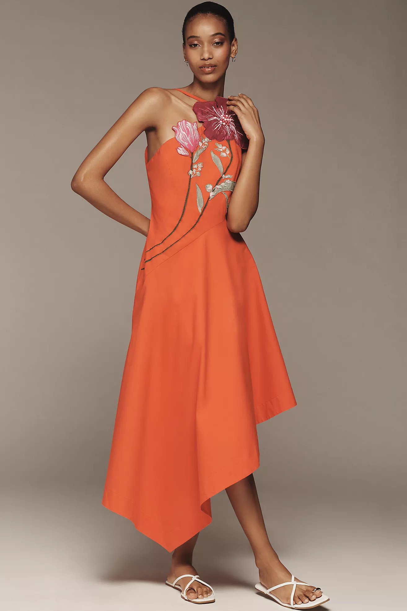 Yukiko Noritake x Anthropologie Asymmetrical Floral Midi Dress | Anthropologie (US)