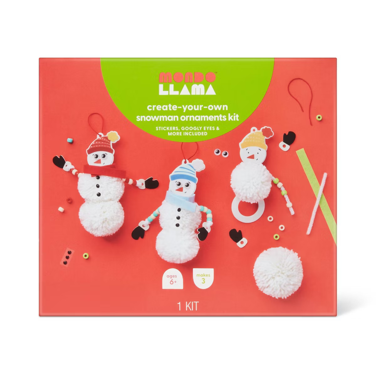 Christmas Craft Snowman Pom Ornaments Kit- Mondo Llama™ | Target