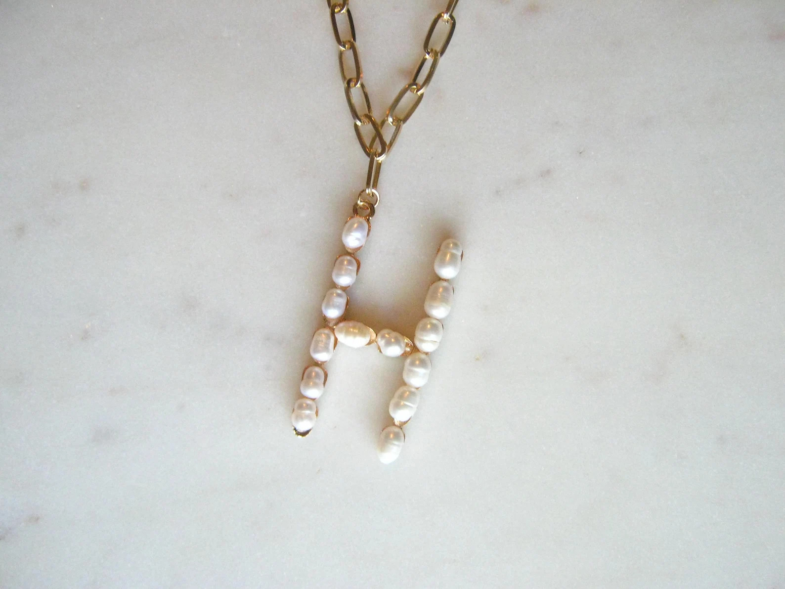 Pearl Initial Letter Pendant Necklace  Letter H  Pearl - Etsy | Etsy (US)