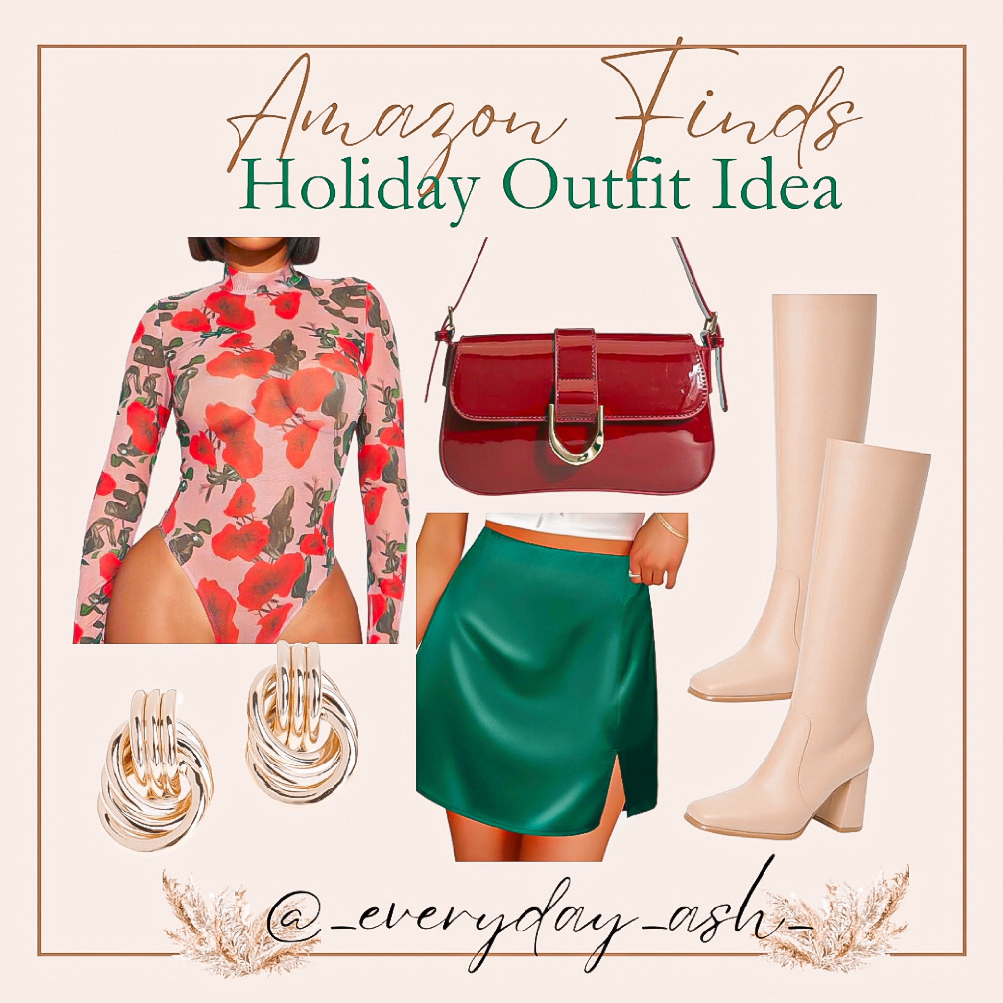 Holiday outfit idea ❤️

Amazon fashion, Christmas outfit, red bodysuit, green skirt, burgundy purse, tan knee high boots, gold earrings, gift for her 

#LTKStyleTip #LTKHoliday #LTKGiftGuide