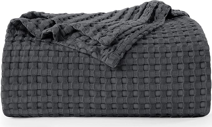 Utopia Bedding Cotton Waffle Blanket 300 GSM (Charcoal - 90x90 Inches) Soft Lightweight Breathabl... | Amazon (US)