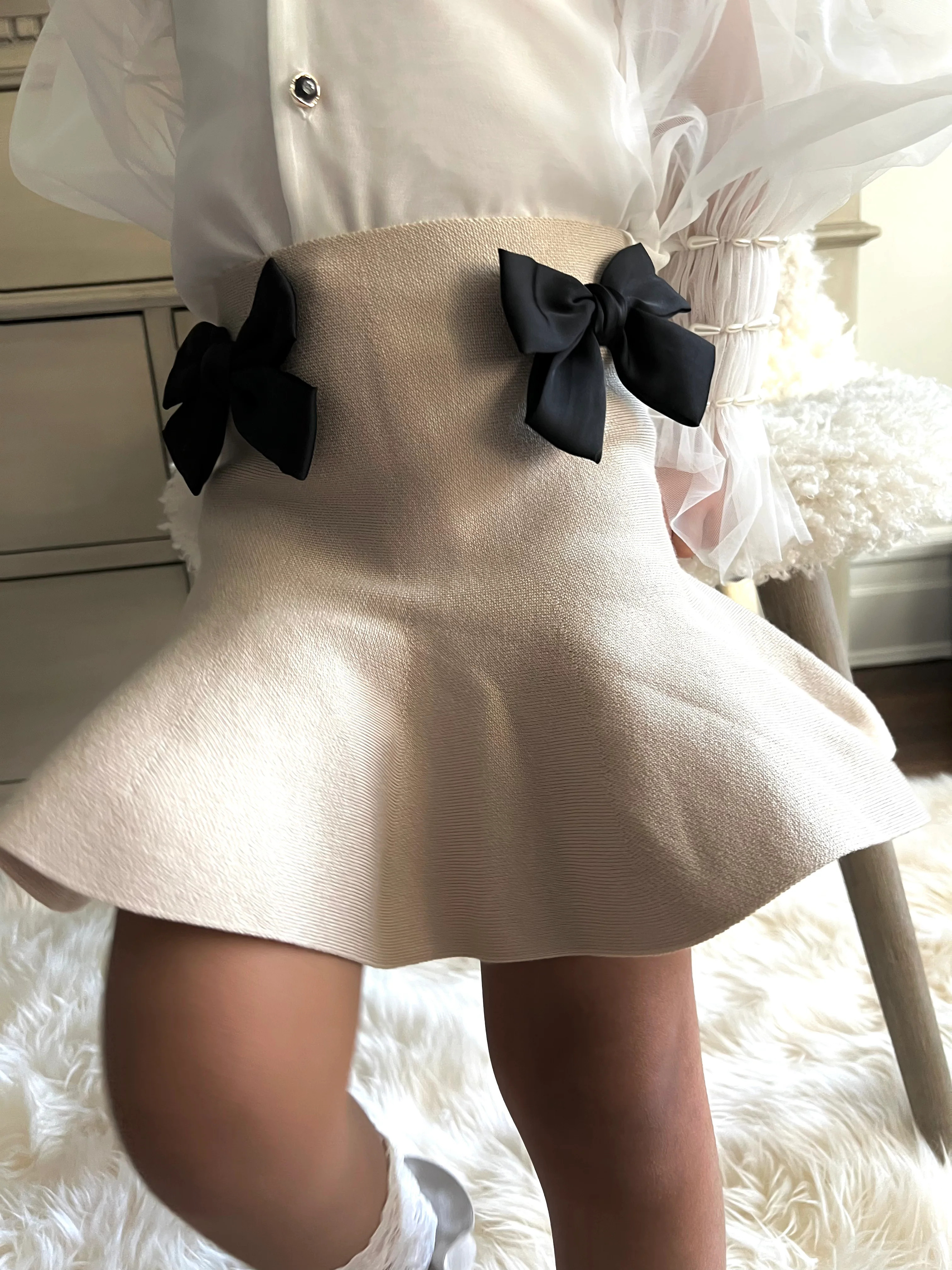 Flare Skirt with Satin Bows | petite maison kids