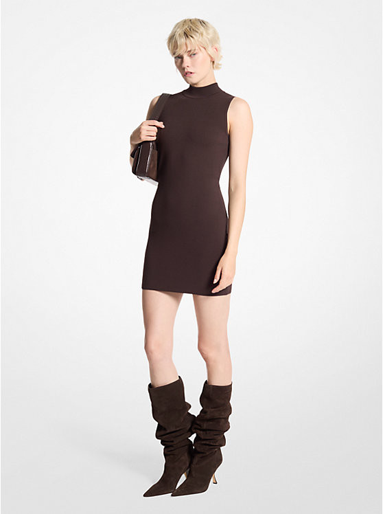 Stretch Viscose Mock Neck Dress | Michael Kors US