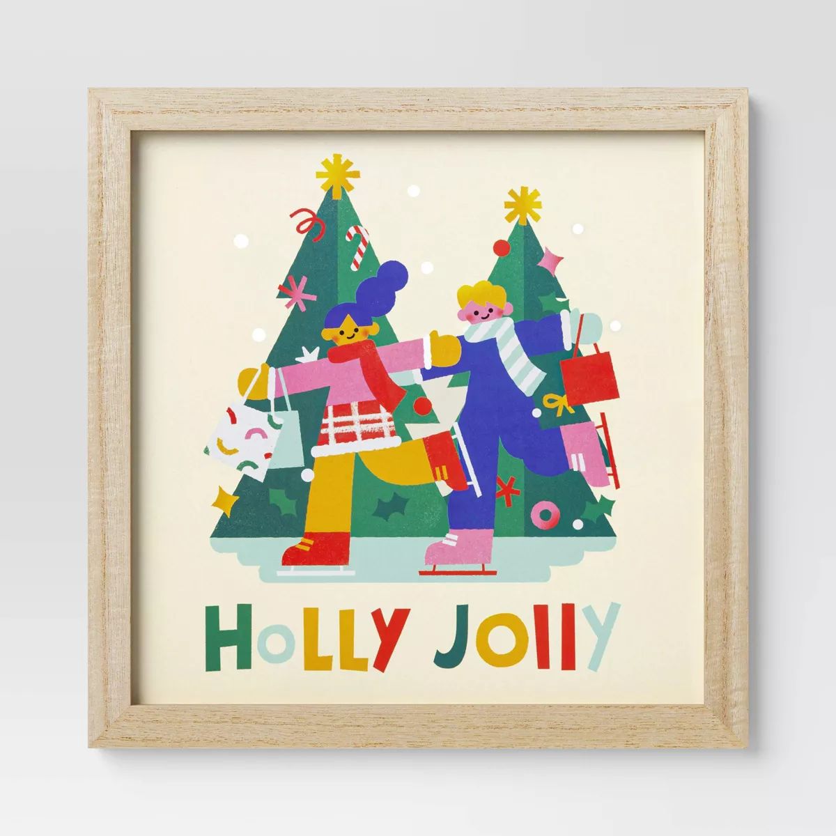 Yiffy Gu 12"x12" 'Holly Jolly' Ice Skating Framed Wall Art - Wondershop™ | Target