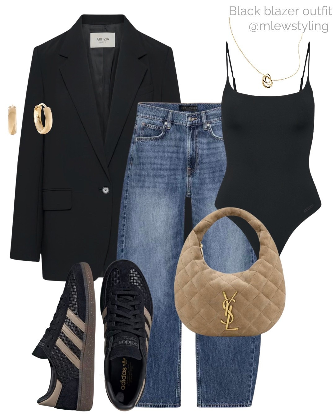 Black blazer & bodysuit 🖤

Tags: spring outfit, aritzia blazer, cami bodysuit, barrel leg jeans, new-in adidas sneakers, ysl suede handbag, neutral aesthetic, casual workwear, spring office outfit, Quince gold hoop earrings, Monica Vinader necklace 

#LTKootd #LTKWorkwear #LTKgrwm