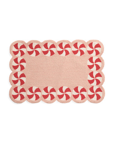 2x3 Wool Blend Candy Cane Scalloped Hook Rug | Home | Marshalls | Marshalls