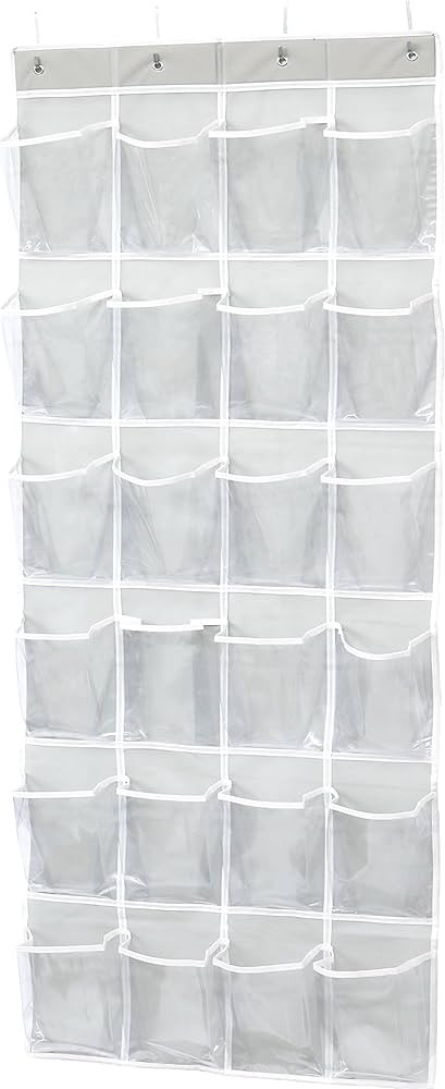 Simple Houseware 24 Pockets Large Clear Pockets Over The Door Hanging Shoe Organizer, Gray (56" x... | Amazon (US)