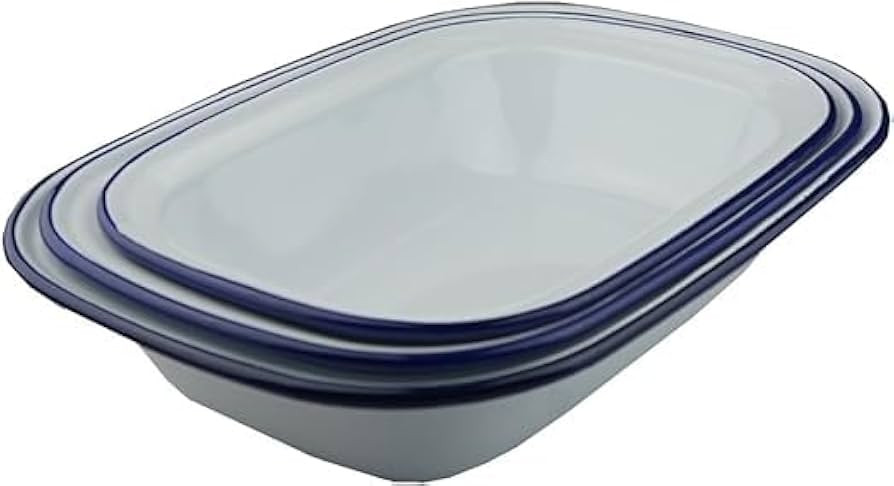 Lucaro Set of 3 Enamel Baking Tray/Pie Dish- 20cm,24cm,26cm Vintage Design, Suitable for Oven and... | Amazon (UK)
