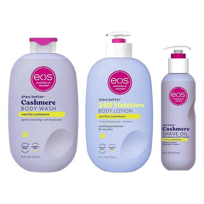 eos Shower Essentials Bundle- Body Lotion, Body Wash, Shave Oil - Vanilla Cashmere | Amazon (US)
