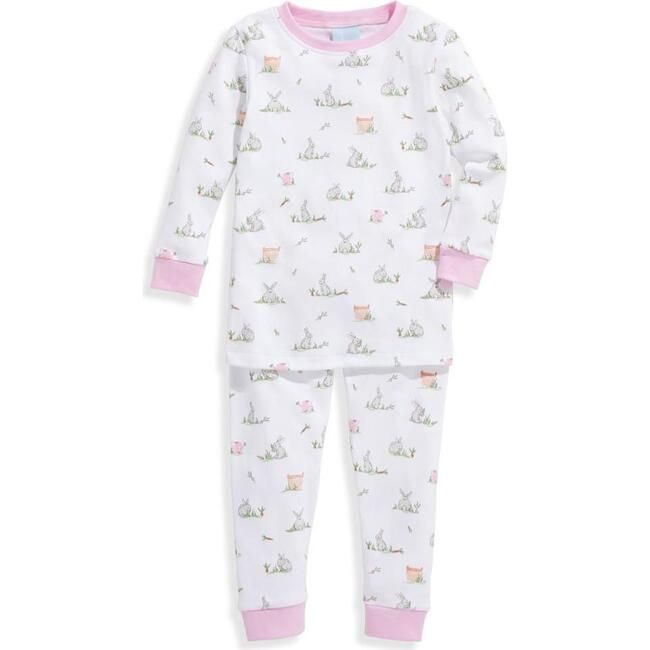 Printed Pima Jammies, Pink Bunny Patch | Maisonette