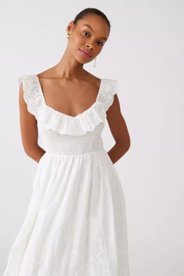 ASTR The Label Cottage Eyelet Midi Dress | Urban Outfitters (US and RoW)