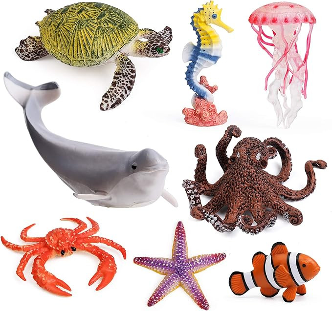 UANDME 8pcs Sea Animal Figures Realistic Ocean Animal Figurines Toy Playset for Kids Cake Toppers... | Amazon (US)