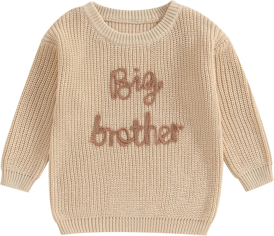 Big Brother Little Brother Matching Outfits Letter Embroidery Knit Sweater Shirt Baby Boy Winter ... | Amazon (US)