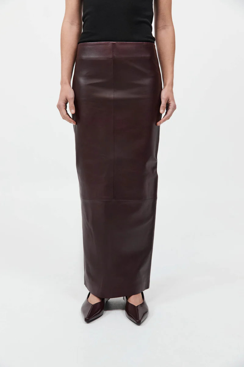 Leather Column Skirt - Bordeaux | St. Agni (US, UK, EU)