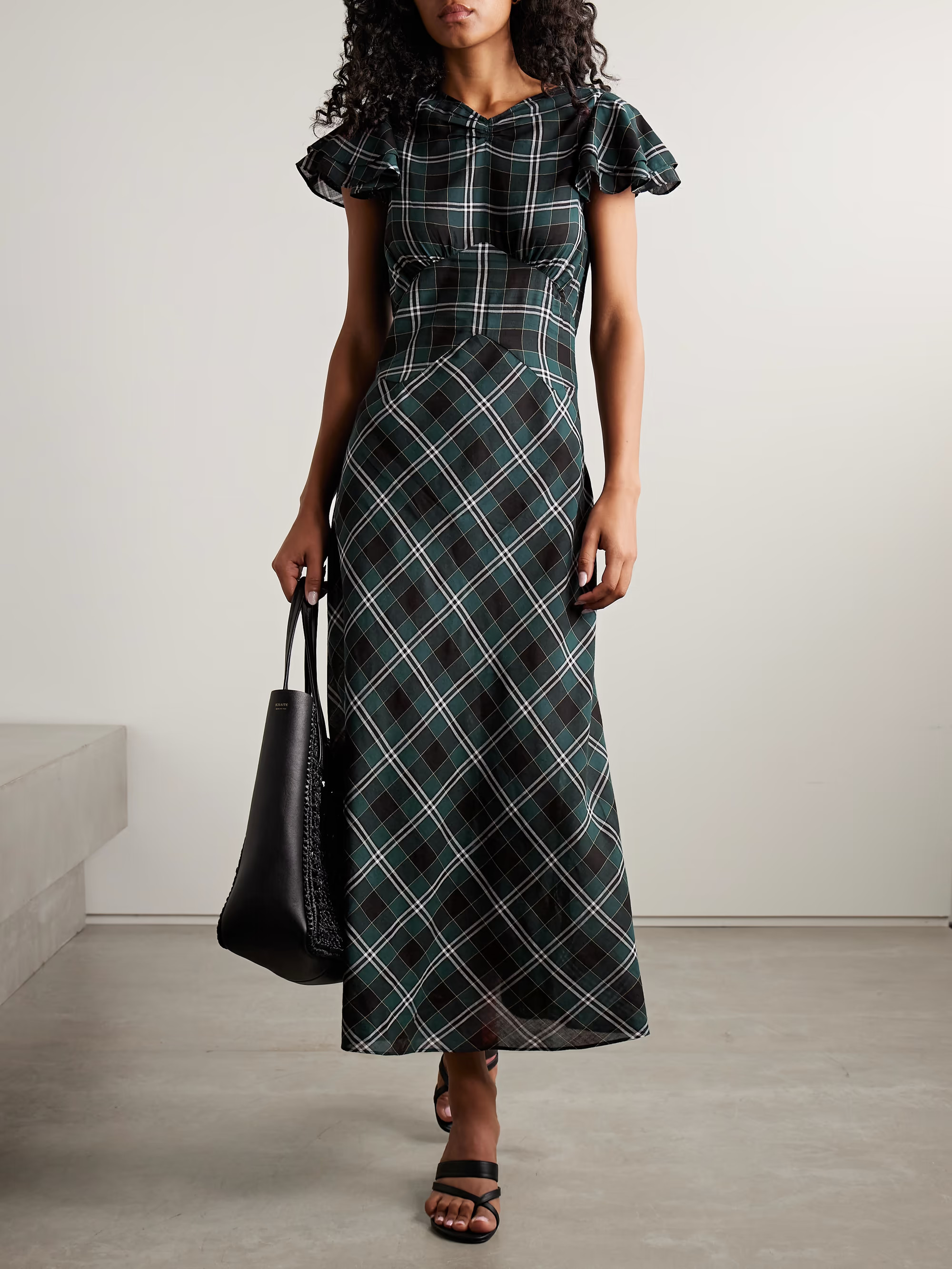Seraphine checked cotton-twill midi dress | NET-A-PORTER (UK & EU)