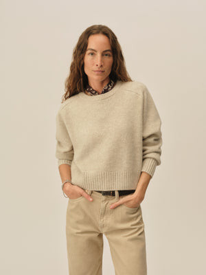 Heather Oat California Cashmere Classic Crew | Buck Mason