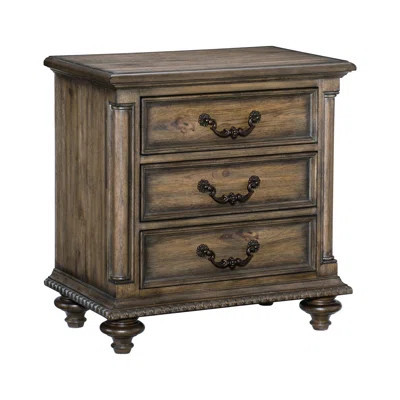 Classic 3 Nightstand With Weathered Pecan Finish For Bedroom Comfort Vintage Style Bedside Table In | Wayfair North America