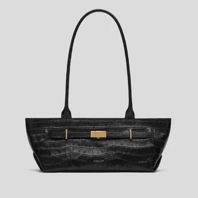 DeMellier The New York Shoulder in Black Croc-Effect Leather Shoulder bag | DeMellier