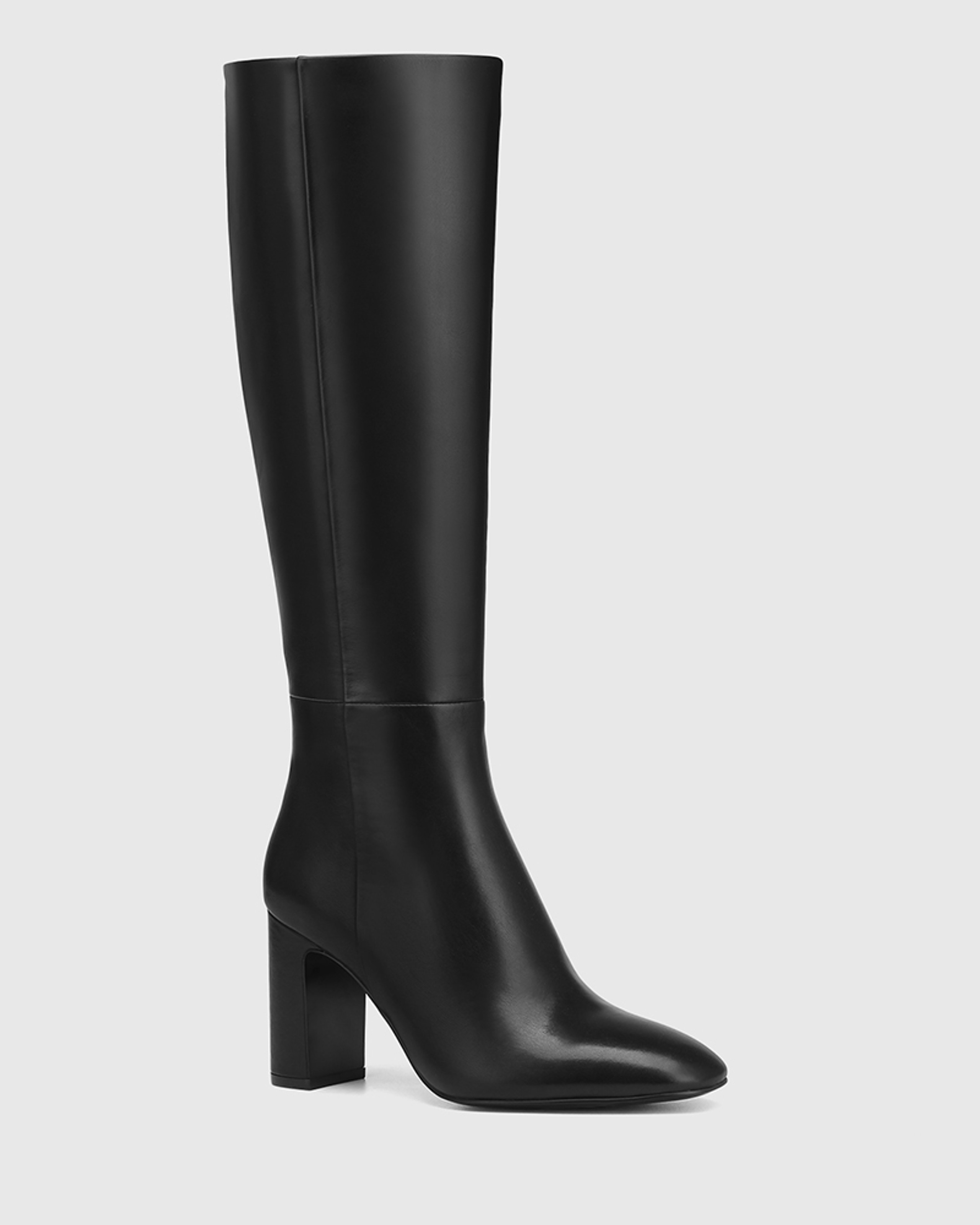 Perdita Black Leather Block Heel Long Boot | Wittner