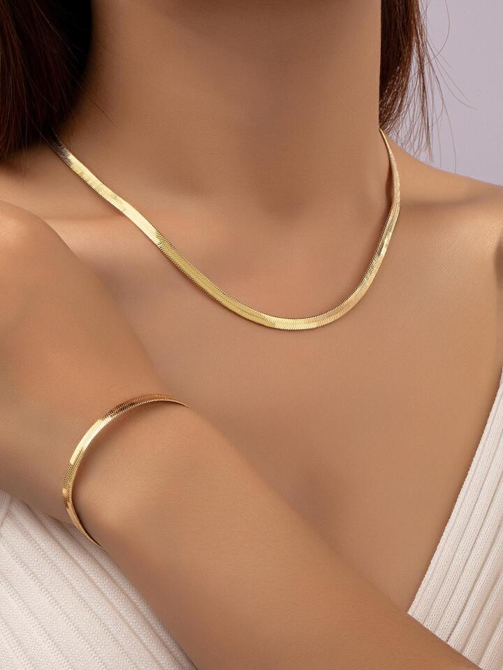 1pc Fashion Minimalist Necklace & 1pc Bracelet For Women For Daily Decoration | SHEIN