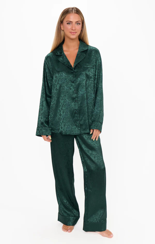 Classic PJ Set ~ Forest Green Floral Silky | Show Me Your Mumu