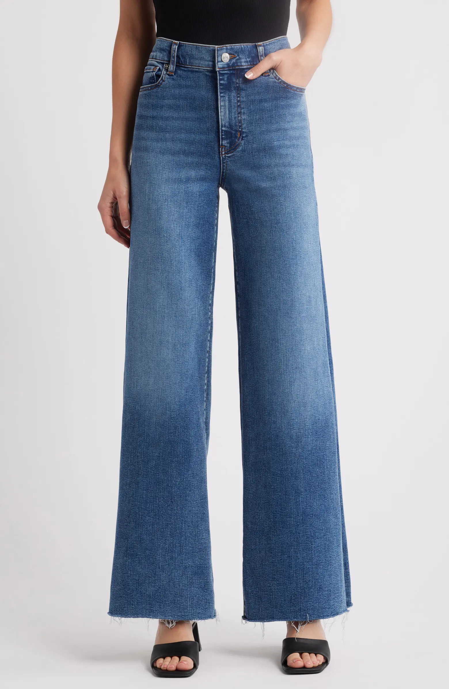 Le Slim Raw Hem Palazzo Jeans | Nordstrom