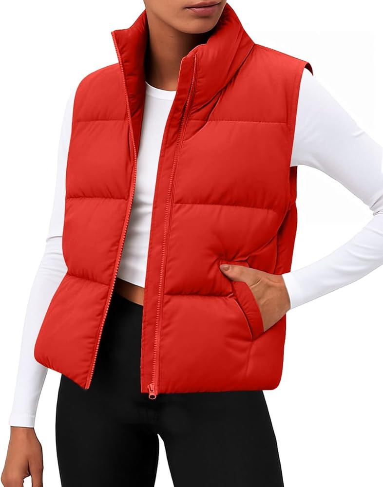Zeagoo Women Puffer Vest Sleeveless Cropped Outerwear Warm Winter Lightweight Coat Stand Up Colla... | Amazon (US)