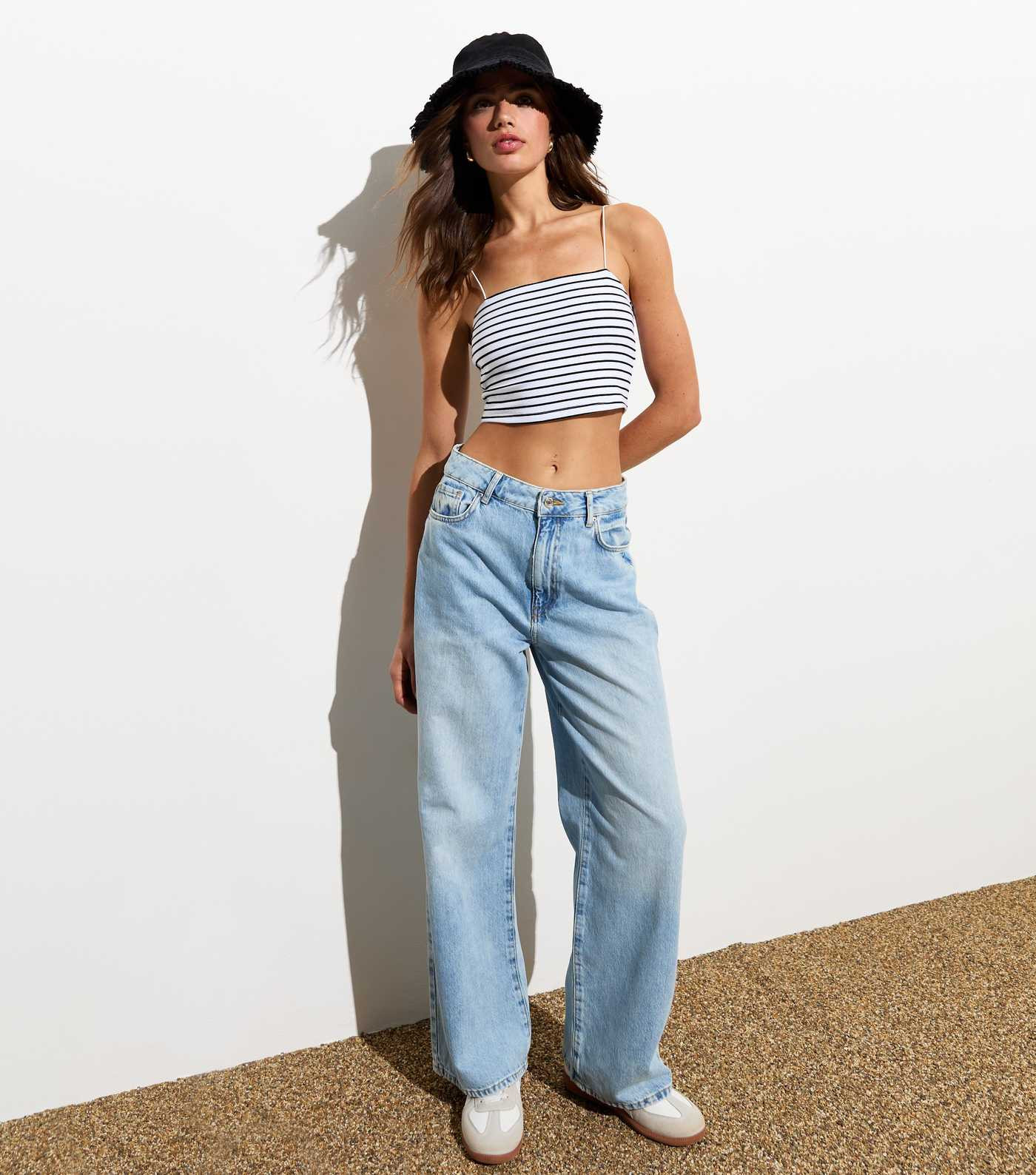 White Stripe Strappy Bandeau Crop Top  | New Look | New Look (UK)