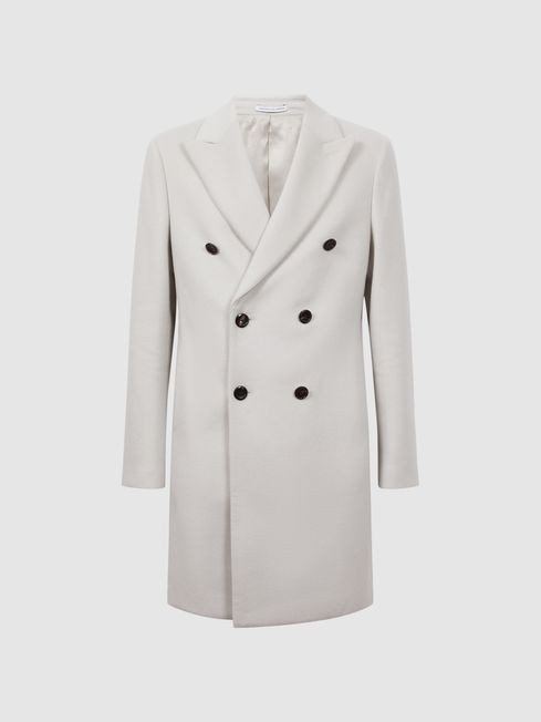 Reiss Bone Timpano Wool Blend Double Breasted Epsom Coat | Reiss US