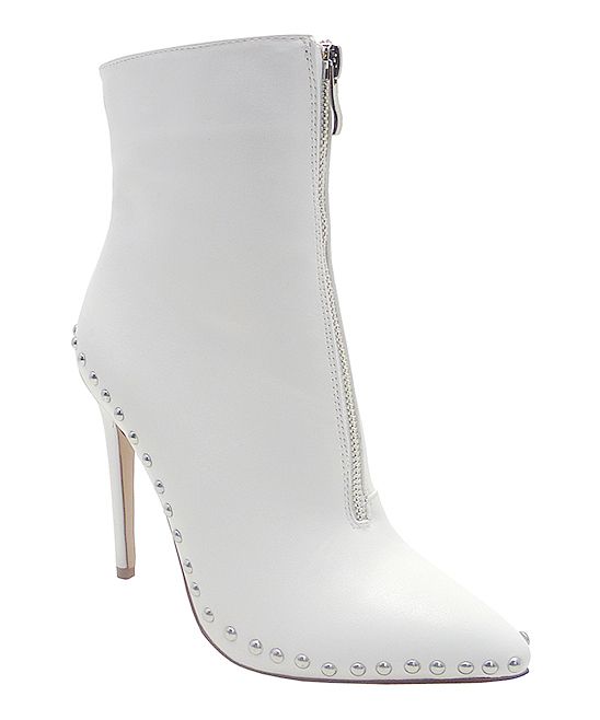 Wild Diva Lounge Women's Casual boots WHITE - White Studded Giselle Ankle Boot - Women | Zulily